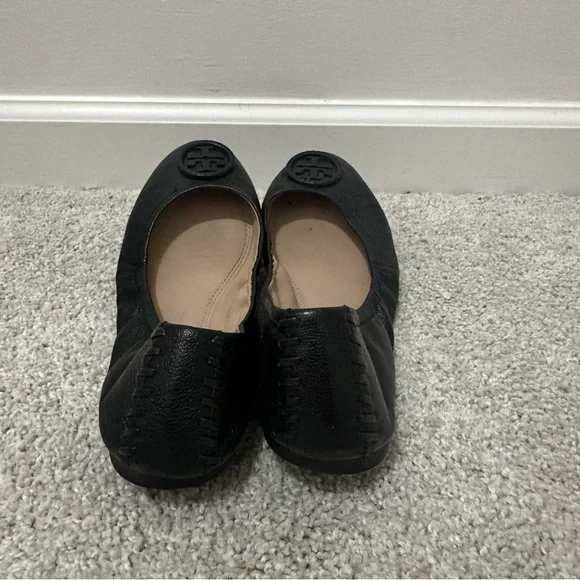 Tory Burch Allie Elasticized Slip On Ballets Flats Leather Black Size 8.5 - Picture 5 of 7